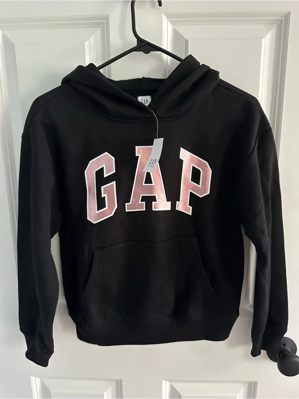 GAP Black Hoodie with Pink Lettering